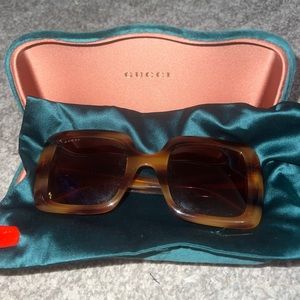 GUCCI WOMENS BROWN OVERSIZED SQUARE SUNGLASSES